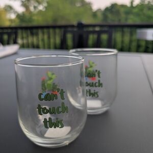 🌵Set of 2 Cactus Stemless Glasses – “Can’t Touch This” Funny Plant Lover …